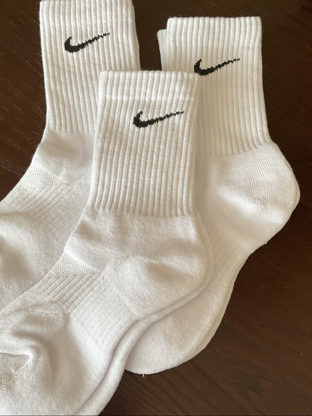 Nike White Crew Socks with Black Swoosh - 3 Pack